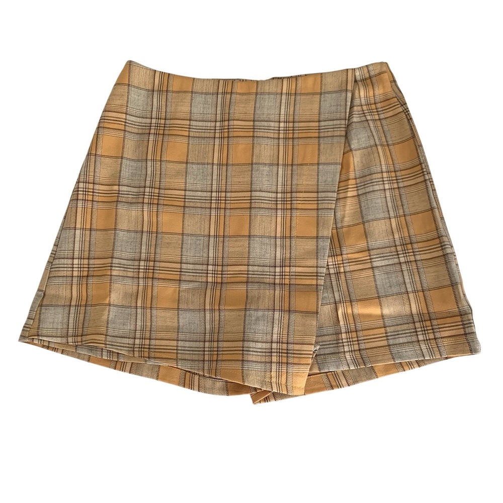 NWT Lulus Plaid Skort‎ Women S Yellow Wrap Front Clueless Academia Preppy School